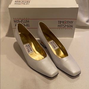 Timothy Hitsman Pyramid Pumps white silver croc